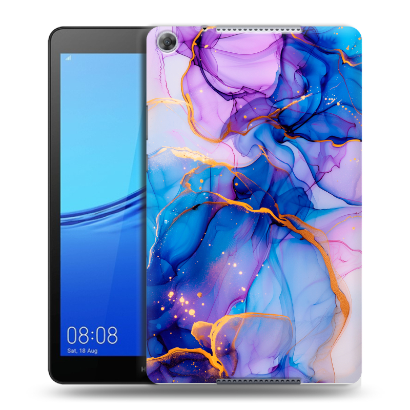 Силиконовый чехол на планшета Huawei MediaPad M5 lite 8 с принтом синий мрамор Силиконовый чехол на планшета Huawei MediaPad M5 lite 8 с принтом синий мрамор