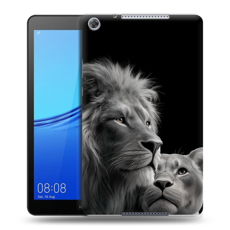 Силиконовый чехол на Huawei MediaPad M5 lite 8 с принтом Лев кошки Силиконовый чехол на Huawei MediaPad M5 lite 8 с принтом Лев кошки