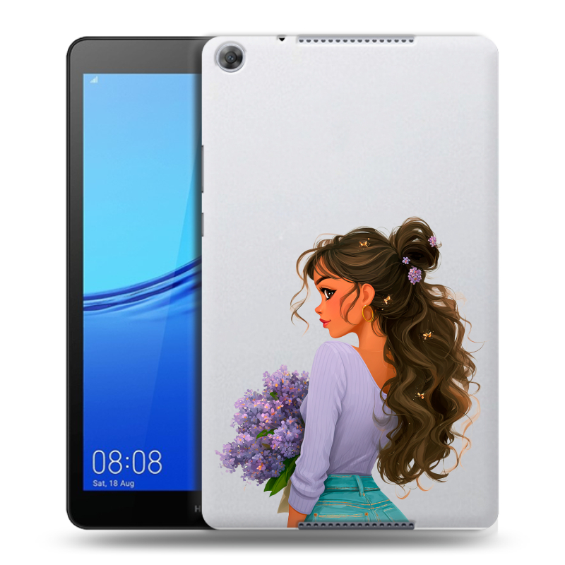 Силиконовый чехол на Huawei MediaPad M5 lite 8 с принтом девушка цветы Силиконовый чехол на Huawei MediaPad M5 lite 8 с принтом девушка цветы