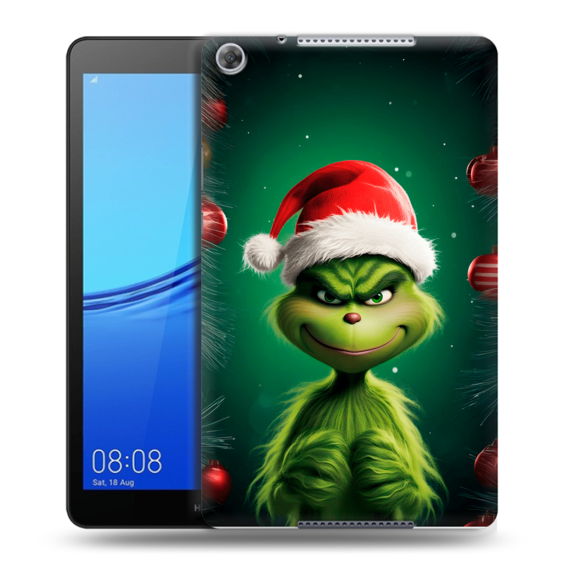 Силиконовый чехол на Huawei MediaPad M5 lite 8 с принтом Гринч Новый год Рождество Силиконовый чехол на Huawei MediaPad M5 lite 8 с принтом Гринч Новый год Рождество