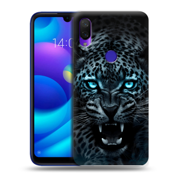 Силиконовый противоударный чехол на Xiaomi Mi Play с принтом Темный леопард Силиконовый противоударный чехол на Xiaomi Mi Play с принтом Темный леопард