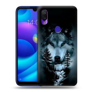 Силиконовый противоударный чехол на Xiaomi Mi Play с принтом Лесной волк