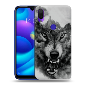 Силиконовый противоударный чехол на Xiaomi Mi Play с принтом Волк Силиконовый противоударный чехол на Xiaomi Mi Play с принтом Волк