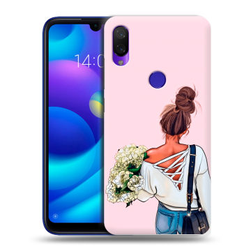Силиконовый противоударный чехол на Xiaomi Mi Play с принтом Девушка и букет Силиконовый противоударный чехол на Xiaomi Mi Play с принтом Девушка и букет