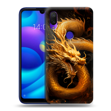 Силиконовый противоударный чехол на Xiaomi Mi Play с принтом Золотой дракон Силиконовый противоударный чехол на Xiaomi Mi Play с принтом Золотой дракон