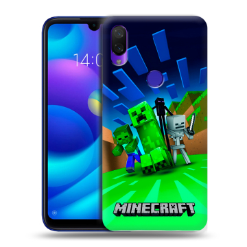 Силиконовый противоударный чехол на Xiaomi Mi Play с принтом Майнкрафт Силиконовый противоударный чехол на Xiaomi Mi Play с принтом Майнкрафт