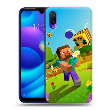 Силиконовый противоударный чехол на Xiaomi Mi Play с принтом Майнкрафт Minecraft