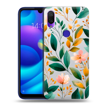 Силиконовый противоударный чехол на Xiaomi Mi Play с принтом Цветы паттерн