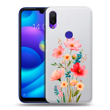 Силиконовый противоударный чехол на Xiaomi Mi Play с принтом Цветы
