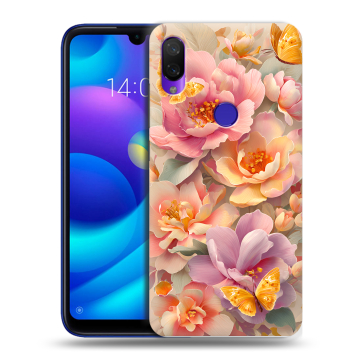 Силиконовый противоударный чехол на Xiaomi Mi Play с принтом Цветы и бабочки