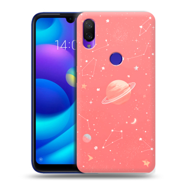 Силиконовый противоударный чехол на Xiaomi Mi Play с принтом Розовый космос