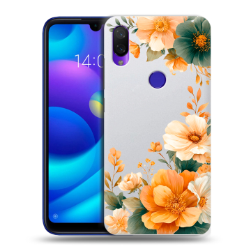 Силиконовый противоударный чехол на Xiaomi Mi Play с принтом Цветы принт