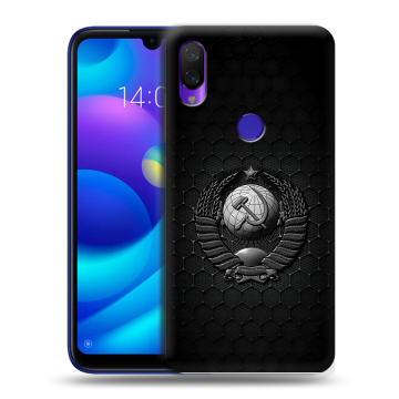 Силиконовый противоударный чехол на Xiaomi Mi Play с принтом Герб Флаг СССР