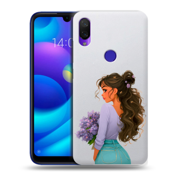 Силиконовый противоударный чехол на Xiaomi Mi Play с принтом девушка цветы Силиконовый противоударный чехол на Xiaomi Mi Play с принтом девушка цветы
