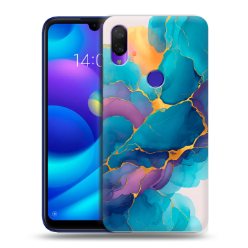 Силиконовый противоударный чехол на Xiaomi Mi Play с принтом Мрамор блестки Силиконовый противоударный чехол на Xiaomi Mi Play с принтом Мрамор блестки