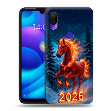 Силиконовый противоударный чехол на Xiaomi Mi Play с принтом Новый год коня Силиконовый противоударный чехол на Xiaomi Mi Play с принтом Новый год коня