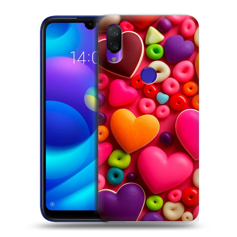 Пластиковый чехол на Xiaomi Mi Play с принтом Сердечки Пластиковый чехол на Xiaomi Mi Play с принтом Сердечки