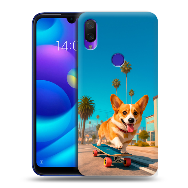Пластиковый чехол на Xiaomi Mi Play с принтом Корги на скейте Пластиковый чехол на Xiaomi Mi Play с принтом Корги на скейте