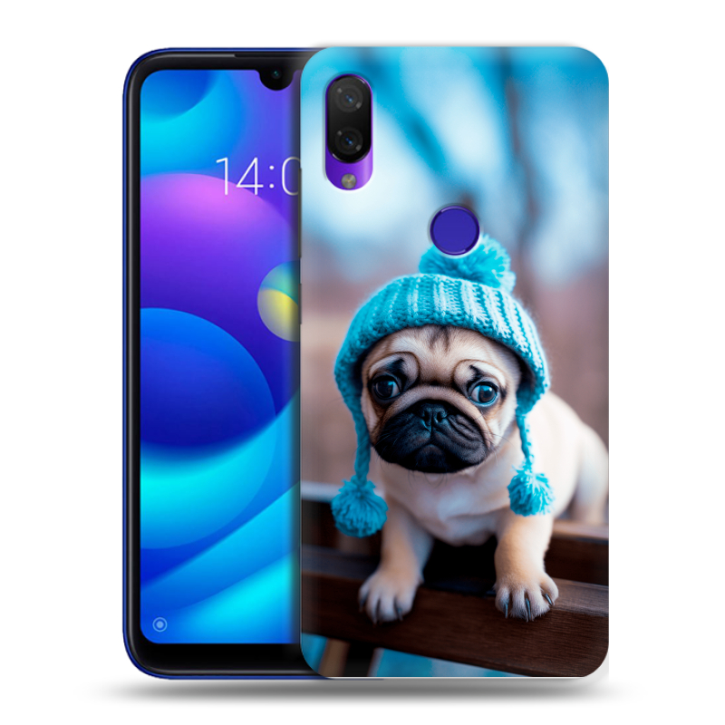 Силиконовый противоударный чехол на Xiaomi Mi Play с принтом Мопс в шапке Силиконовый противоударный чехол на Xiaomi Mi Play с принтом Мопс в шапке