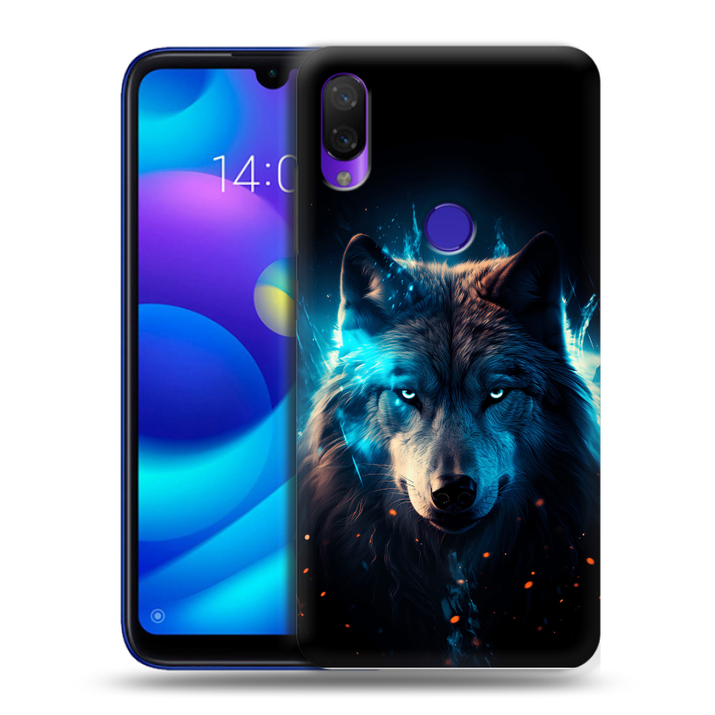 Силиконовый противоударный чехол на Xiaomi Mi Play с принтом Волк ночной Силиконовый противоударный чехол на Xiaomi Mi Play с принтом Волк ночной