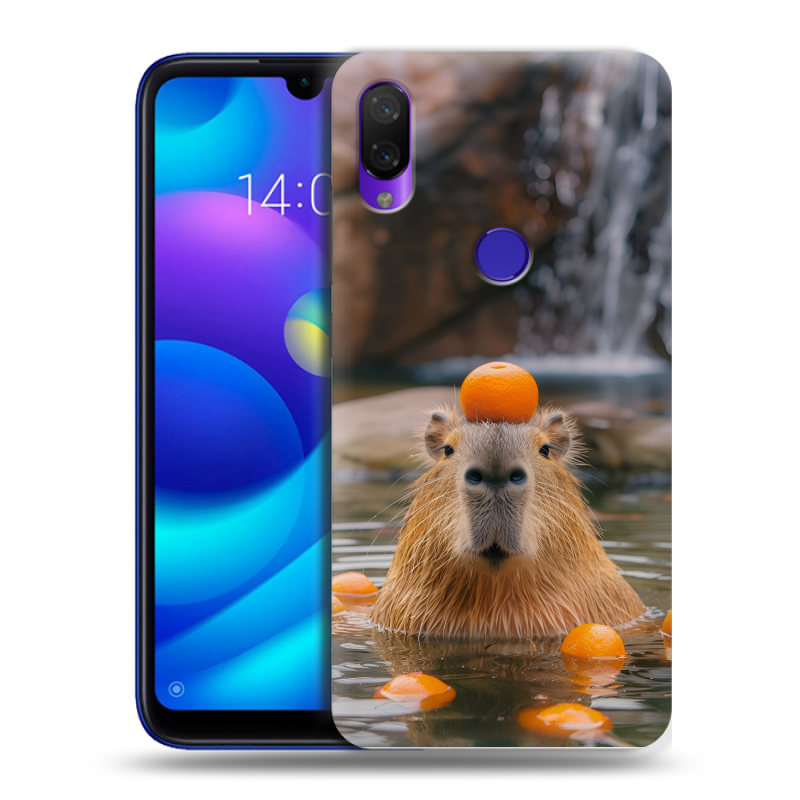 Пластиковый чехол на Xiaomi Mi Play с принтом Капибара с апельсином Пластиковый чехол на Xiaomi Mi Play с принтом Капибара с апельсином