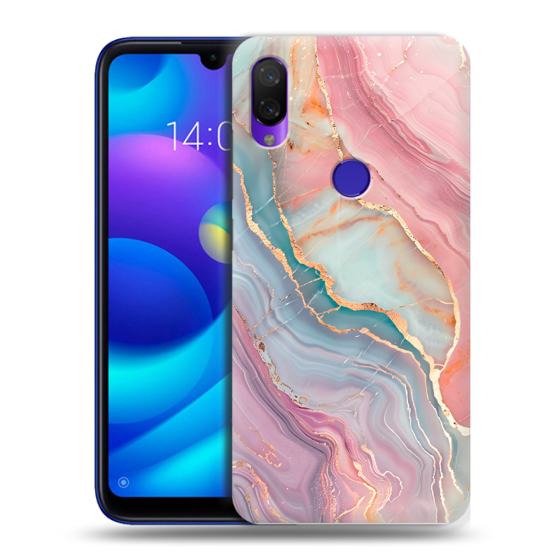 Пластиковый чехол на Xiaomi Mi Play с принтом розовый мрамор Пластиковый чехол на Xiaomi Mi Play с принтом розовый мрамор