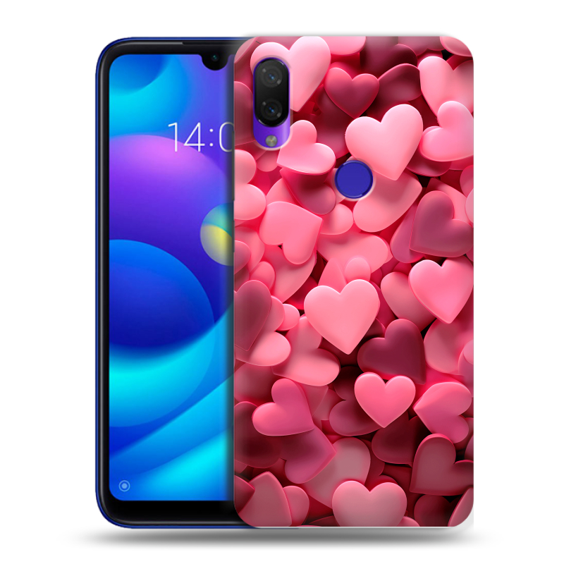 Пластиковый чехол на Xiaomi Mi Play с принтом розовые сердечки Пластиковый чехол на Xiaomi Mi Play с принтом розовые сердечки