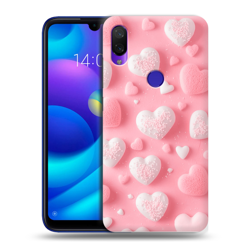 Силиконовый противоударный чехол на Xiaomi Mi Play с принтом Сердечки Силиконовый противоударный чехол на Xiaomi Mi Play с принтом Сердечки