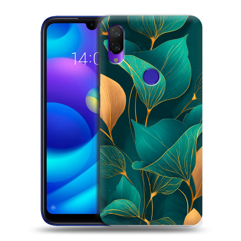 Пластиковый чехол на Xiaomi Mi Play с принтом Листья и золото Пластиковый чехол на Xiaomi Mi Play с принтом Листья и золото