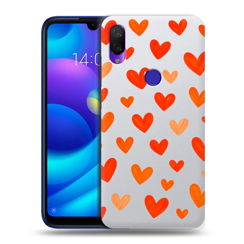 Силиконовый противоударный чехол на Xiaomi Mi Play с принтом Сердечки Силиконовый противоударный чехол на Xiaomi Mi Play с принтом Сердечки