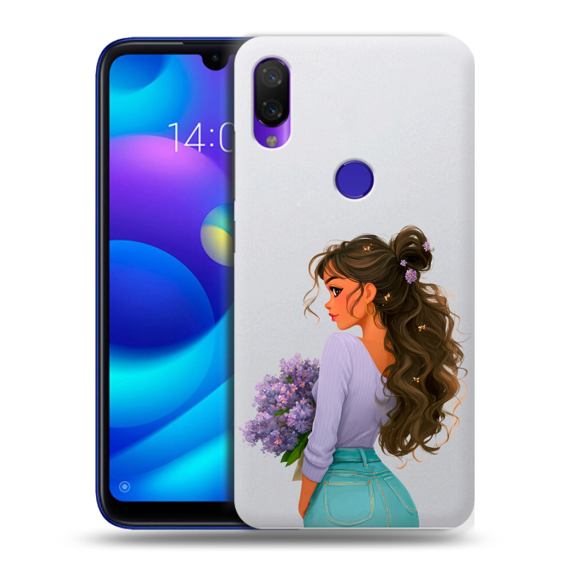 Пластиковый чехол на Xiaomi Mi Play с принтом девушка цветы Пластиковый чехол на Xiaomi Mi Play с принтом девушка цветы