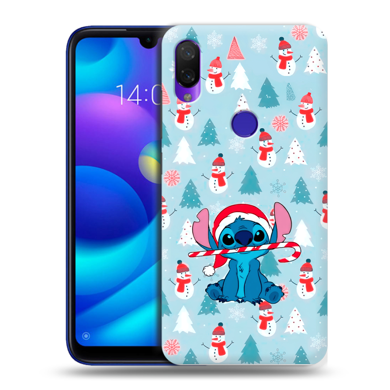 Силиконовый противоударный чехол на Xiaomi Mi Play с принтом Стич Новый год Силиконовый противоударный чехол на Xiaomi Mi Play с принтом Стич Новый год