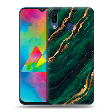 Силиконовый чехол на Samsung Galaxy M20 с принтом Мрамор зеленое золото Силиконовый чехол на Samsung Galaxy M20 с принтом Мрамор зеленое золото