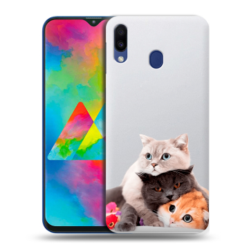 Силиконовый чехол на Samsung Galaxy M20 с принтом Кошки Силиконовый чехол на Samsung Galaxy M20 с принтом Кошки