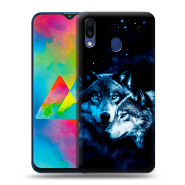 Силиконовый чехол на Samsung Galaxy M20 с принтом Волки Силиконовый чехол на Samsung Galaxy M20 с принтом Волки