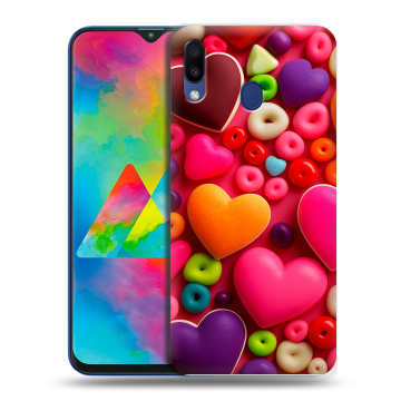 Силиконовый чехол на Samsung Galaxy M20 с принтом Сердечки Силиконовый чехол на Samsung Galaxy M20 с принтом Сердечки