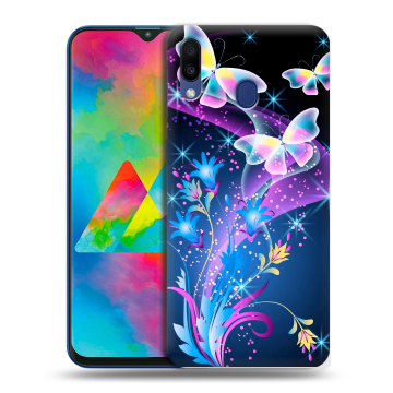 Силиконовый чехол на Samsung Galaxy M20 с принтом Бабочки Силиконовый чехол на Samsung Galaxy M20 с принтом Бабочки