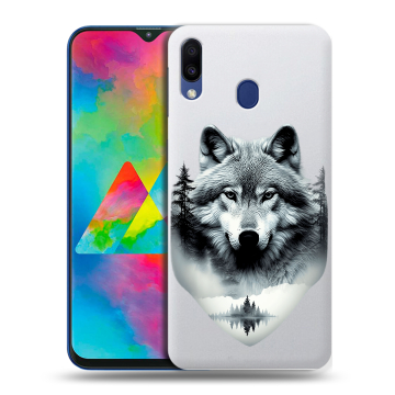 Силиконовый чехол на Samsung Galaxy M20 с принтом Волк в лесу Силиконовый чехол на Samsung Galaxy M20 с принтом Волк в лесу