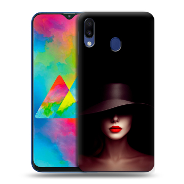 Силиконовый чехол на Samsung Galaxy M20 с принтом Девушка в шляпе Силиконовый чехол на Samsung Galaxy M20 с принтом Девушка в шляпе