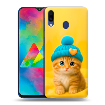 Силиконовый чехол на Samsung Galaxy M20 с принтом Котенок в шапке Силиконовый чехол на Samsung Galaxy M20 с принтом Котенок в шапке