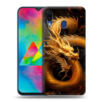 Силиконовый чехол на Samsung Galaxy M20 с принтом Золотой дракон Силиконовый чехол на Samsung Galaxy M20 с принтом Золотой дракон