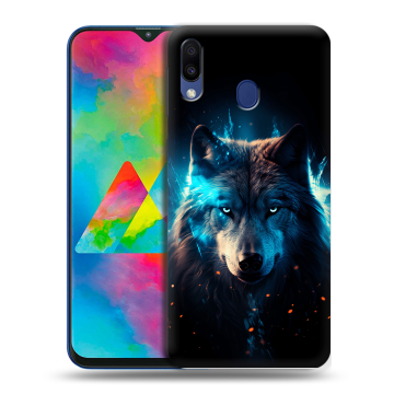 Силиконовый чехол на Samsung Galaxy M20 с принтом Волк ночной