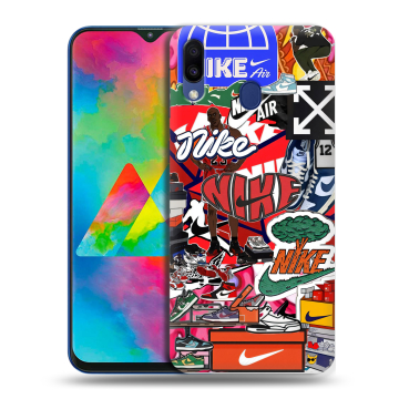 Силиконовый чехол на Samsung Galaxy M20 с принтом Найк Nike яркий Силиконовый чехол на Samsung Galaxy M20 с принтом Найк Nike яркий