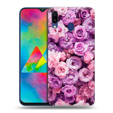 Силиконовый чехол на Samsung Galaxy M20 с принтом лавандовые розы Силиконовый чехол на Samsung Galaxy M20 с принтом лавандовые розы