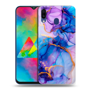 Силиконовый чехол на Samsung Galaxy M20 с принтом синий мрамор Силиконовый чехол на Samsung Galaxy M20 с принтом синий мрамор