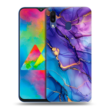 Силиконовый чехол на Samsung Galaxy M20 с принтом синий мрамор Силиконовый чехол на Samsung Galaxy M20 с принтом синий мрамор