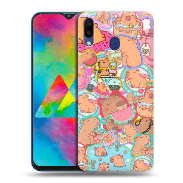 Силиконовый чехол на Samsung Galaxy M20 с принтом капибары Силиконовый чехол на Samsung Galaxy M20 с принтом капибары