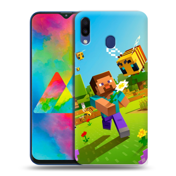Силиконовый чехол на Samsung Galaxy M20 с принтом Майнкрафт Minecraft