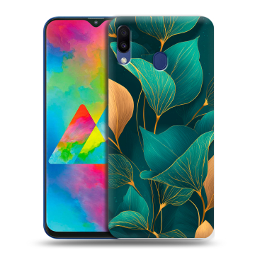 Силиконовый чехол на Samsung Galaxy M20 с принтом Листья и золото Силиконовый чехол на Samsung Galaxy M20 с принтом Листья и золото