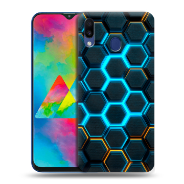 Силиконовый чехол на Samsung Galaxy M20 с принтом Неоновые соты Силиконовый чехол на Samsung Galaxy M20 с принтом Неоновые соты